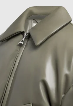 Vegan Leather Padded Bomber Jacket