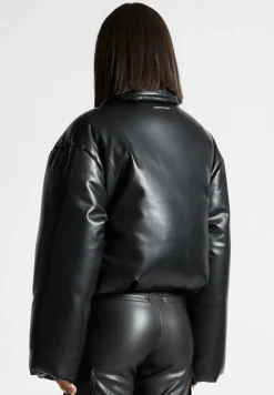 Vegan Leather Padded Bomber Jacket