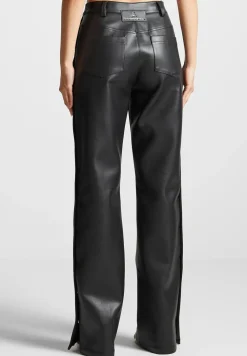 Vegan Leather Pintuck Popper Trousers