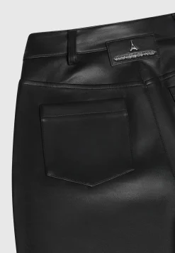 Vegan Leather Pintuck Popper Trousers
