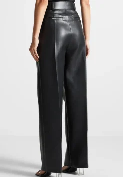 Vegan Leather Pleated Trousers With Eiffel Belt