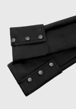 Vegan Leather Ruched Long Gloves