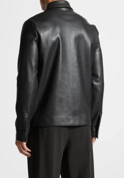 Vegan Leather Shirt Jacket
