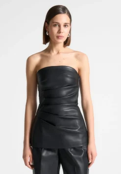 Vegan Leather Tacked Longline Bandeau Top