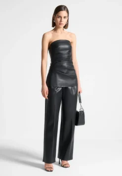 Vegan Leather Tacked Longline Bandeau Top
