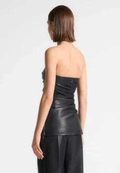 Vegan Leather Tacked Longline Bandeau Top