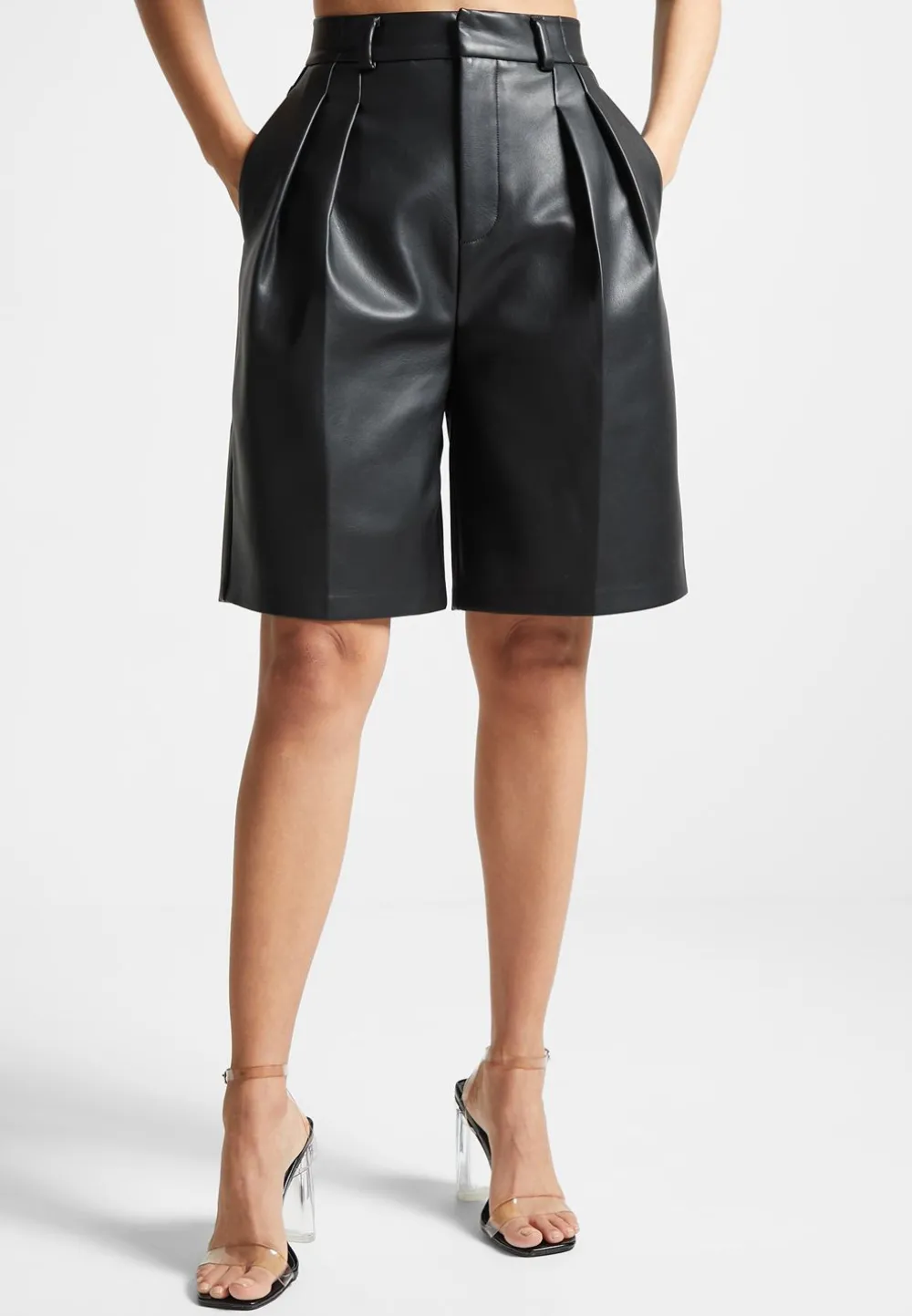 Vegan Leather Tailored City Shorts