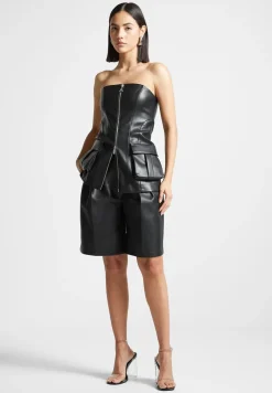 Vegan Leather Tailored City Shorts