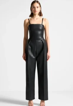Vegan Leather Tailored Jumpsuit