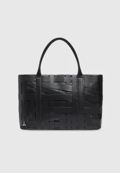 Vegan Leather Woven Tote Bag