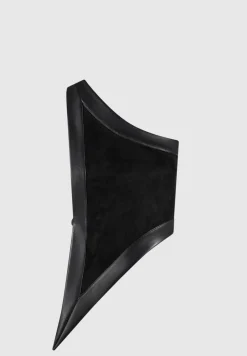 Vegan Suede & Leather Asymmetric Backless Top