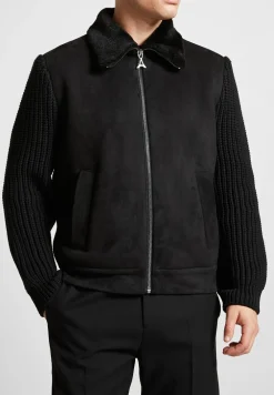 Vegan Suede Shearling & Knit Jacket