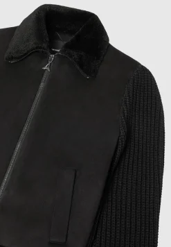 Vegan Suede Shearling & Knit Jacket