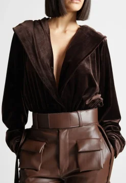 Velour Hooded Bodysuit