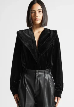 Velour Hooded Bodysuit