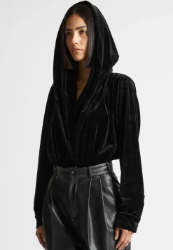 Velour Hooded Bodysuit