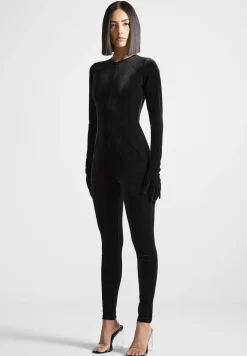 Velour Jumpsuit With Gloves