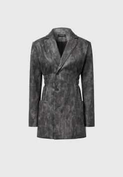 Vintage Double Breasted Vegan Leather Blazer Dress