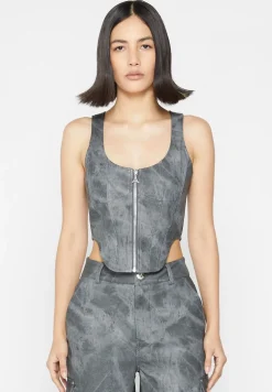 Vintage Marble Leather Corset Top - Washed