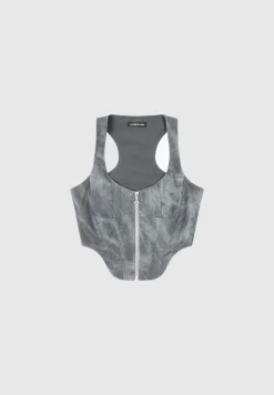 Vintage Marble Leather Corset Top - Washed