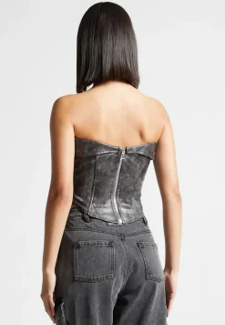 Vintage Vegan Leather Biker Corset