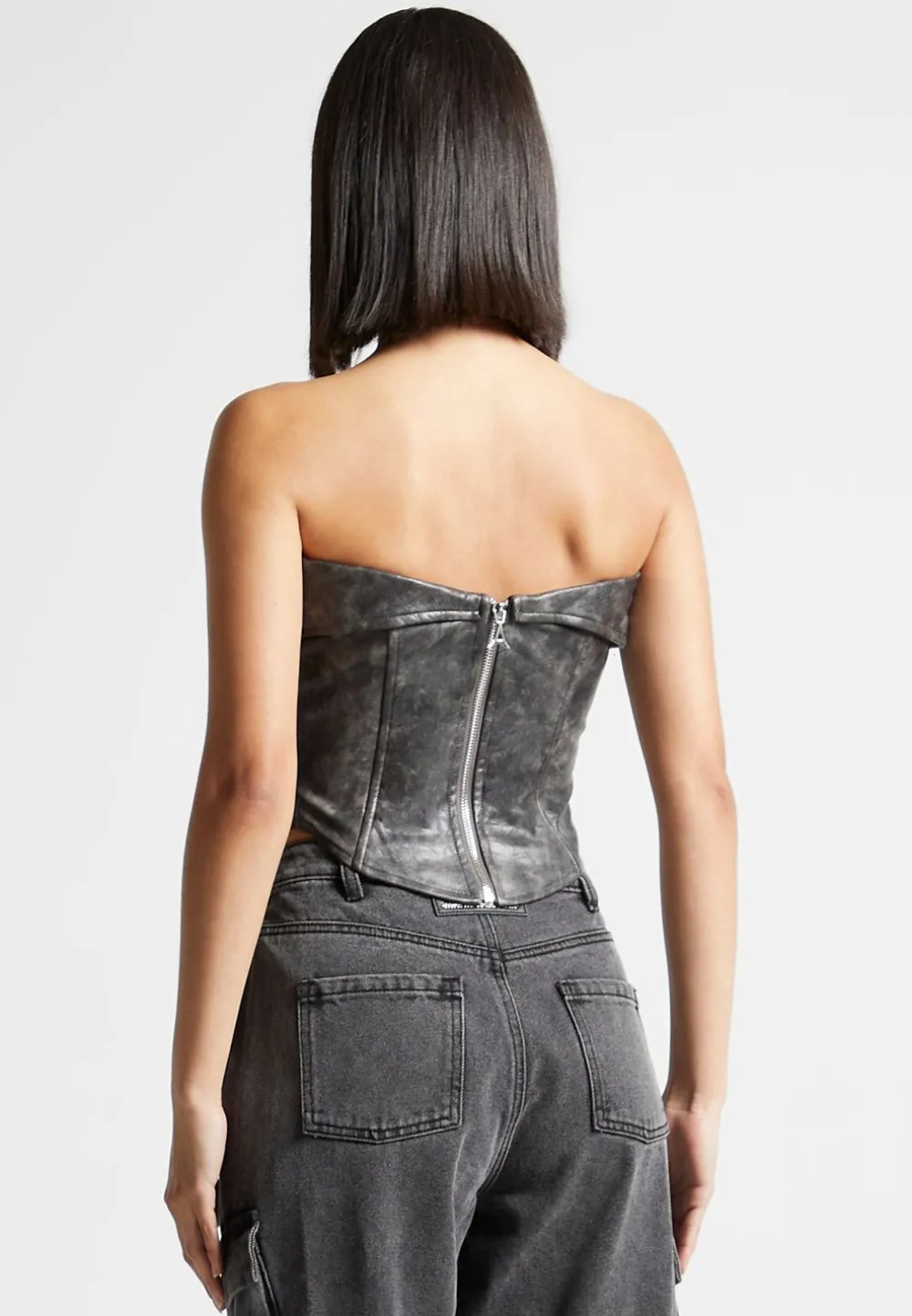 Vintage Vegan Leather Biker Corset