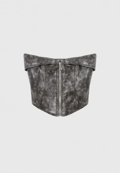 Vintage Vegan Leather Biker Corset