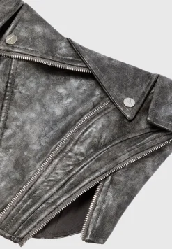 Vintage Vegan Leather Biker Corset