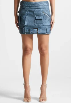 Vintage Vegan Leather Cargo Mini Skirt