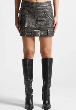 Vintage Vegan Leather Cargo Mini Skirt