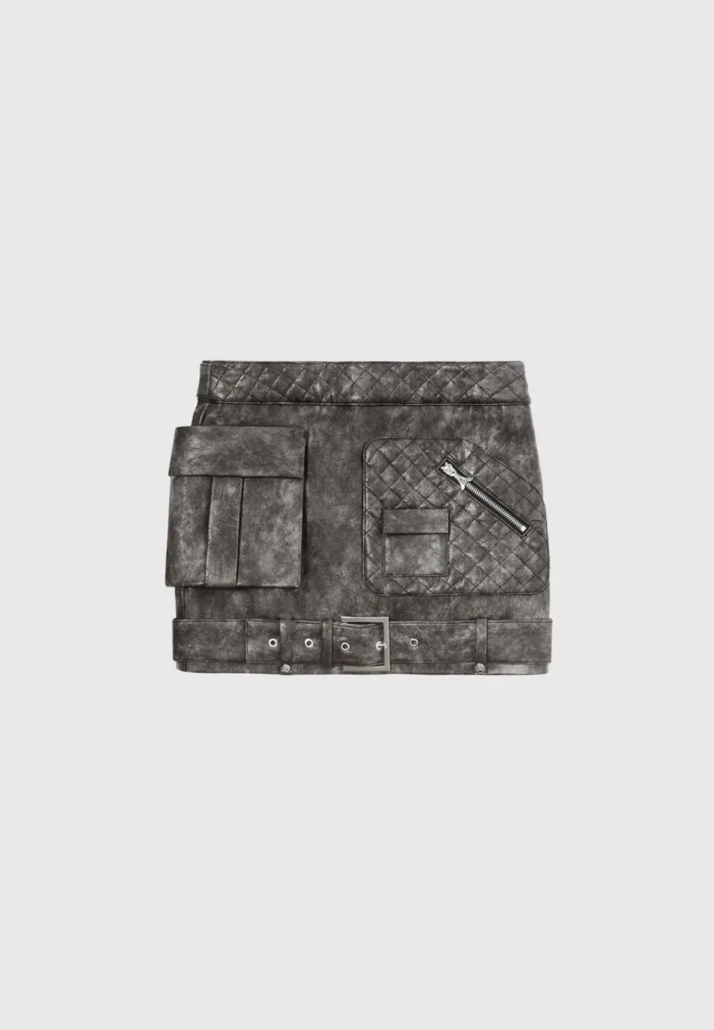 Vintage Vegan Leather Cargo Mini Skirt