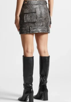Vintage Vegan Leather Cargo Mini Skirt
