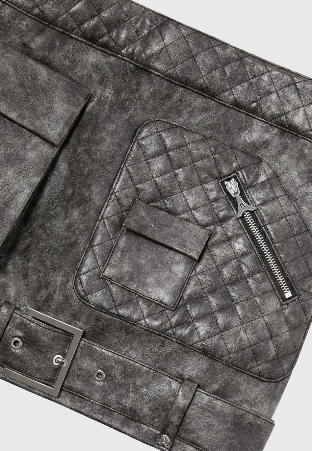 Vintage Vegan Leather Cargo Mini Skirt