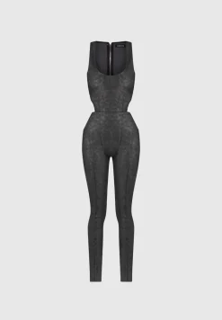 Vintage Vegan Leather Corset Jumpsuit