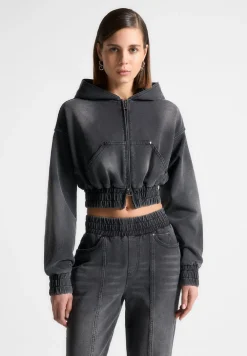 Washed Denim Jersey Hoodie