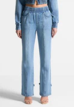 Washed Denim Jersey Joggers