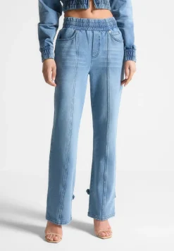 Washed Denim Jersey Joggers