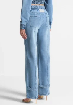 Washed Denim Jersey Joggers