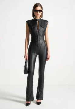 Wax Coated Denim Jumpsuit