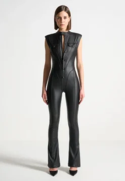 Wax Coated Denim Jumpsuit