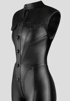 Wax Coated Denim Jumpsuit