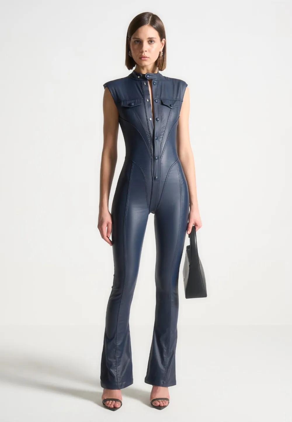 Wax Coated Denim Jumpsuit