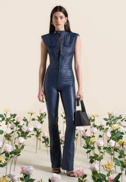 Wax Coated Denim Jumpsuit
