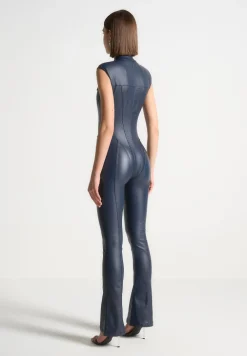 Wax Coated Denim Jumpsuit