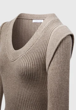 Wide Shoulder Knitted Contour Mini Dress