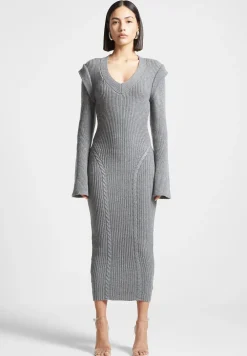 Wide Shoulder Knitted Midaxi Dress