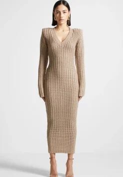 Wide Shoulder Knitted Midaxi Dress