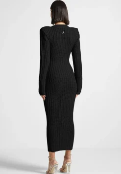 Wide Shoulder Knitted Midaxi Dress