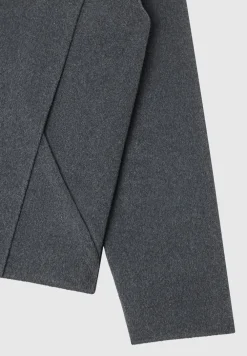 Wool Blend Boxy Jacket With Pleat