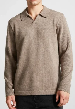 Wool Blend Knit Revere Long Sleeve Jumper